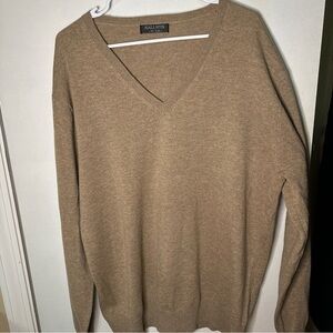 Vtg Kallspin Wool Cashmere Blend V-Neck Beige Sweater Men’s Tall XL